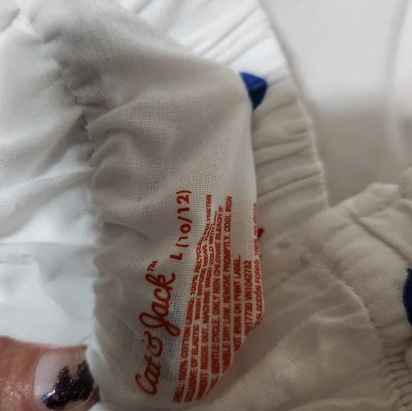 Girls White Dress with Red and Blue Floral Pattern - Picture 9 of 9